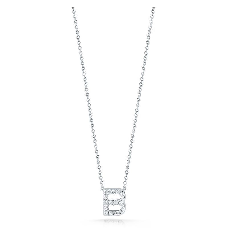 Roberto Coin Tiny Treasures White Gold "Love Letter" Initial Pendant